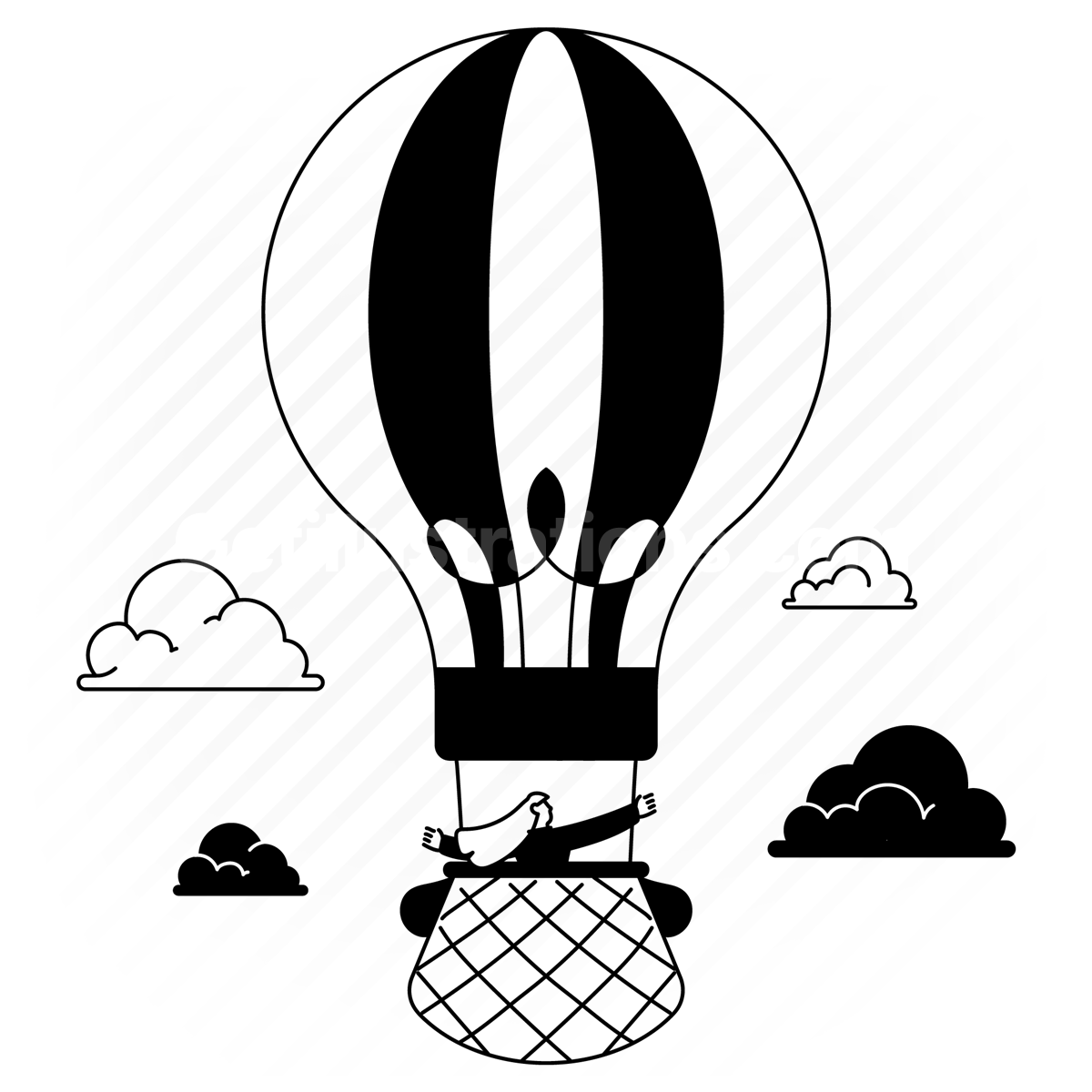 hot air balloon, travelling, transport, lightbulb, idea, thought